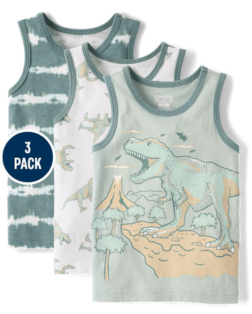 Lot de 3 débardeurs dinosaures pour bébés et petits garçons