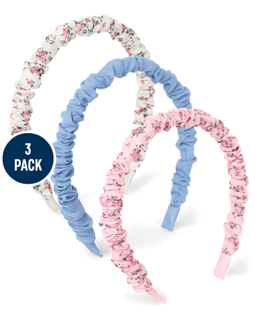 Girls Floral Ruched Headband 3-Pack