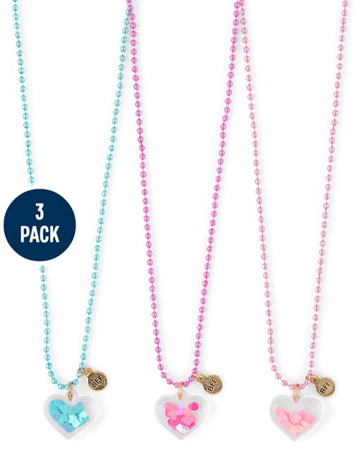 Girls Shakey Heart BFF Necklace 3-Pack