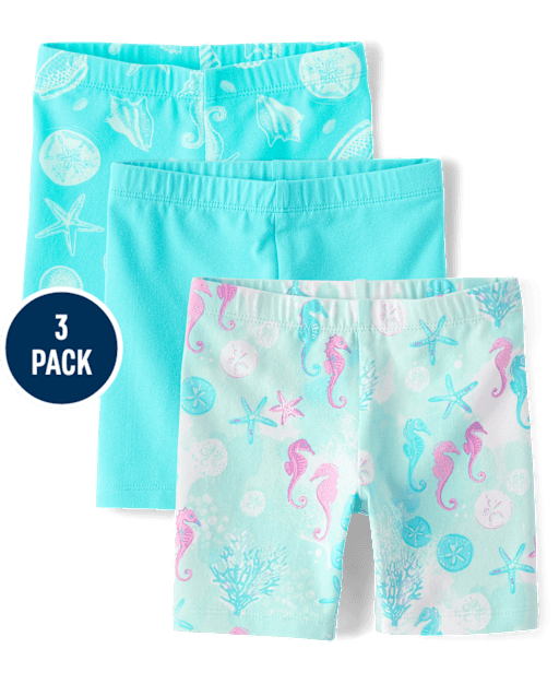 Toddler Girls Seashell Bike Shorts 3-Pack