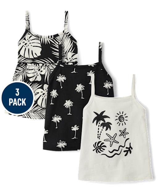 Lot de 3 débardeurs tropicaux pour petites filles