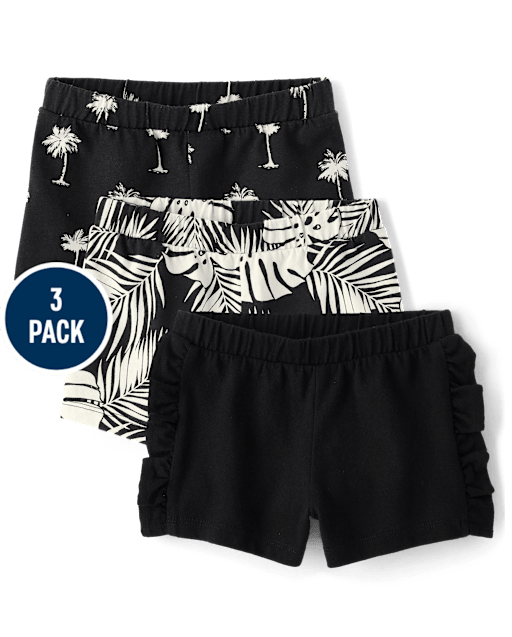 Lot de 3 shorts à volants tropicaux pour petites filles