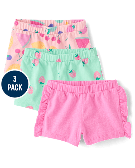 Short à enfiler à motifs de fruits pour petites filles (lot de 3)