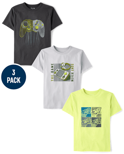 Lot de 3 t-shirts graphiques gaming pour garçons