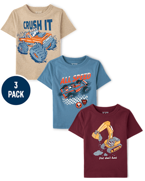 Baby And Toddler Boys Vehicle Graphic Tee 3-Pack