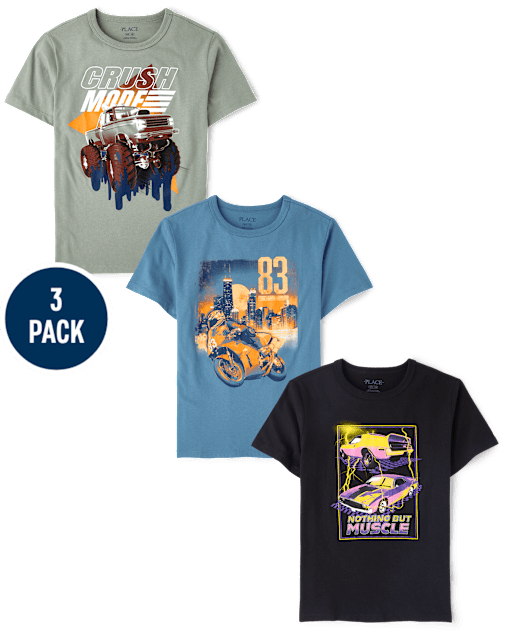 Boys Vehicle Graphic Tee 3-Pack