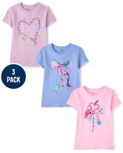 Girls Charm Graphic Tee 3-Pack