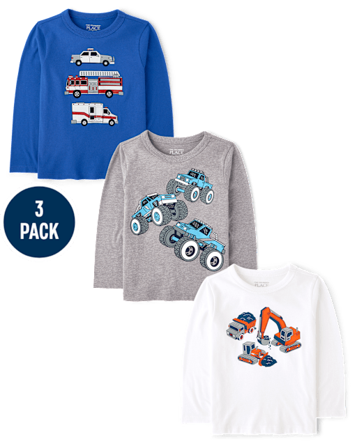 Baby And Toddler Boys Vehicle Graphic Tee 3-Pack
