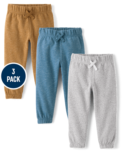 Baby And Toddler Boys Fleece Jogger Pants 3-Pack