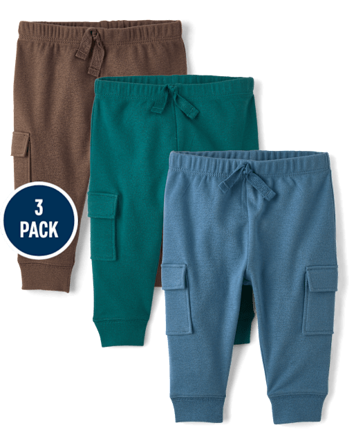 Baby Boys Cargo Jogger Pants 3-Pack