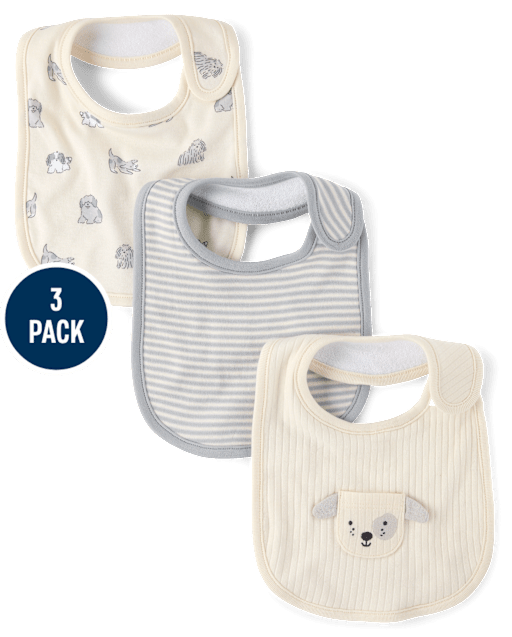Baby Embroidered Dog Bib 3-Pack