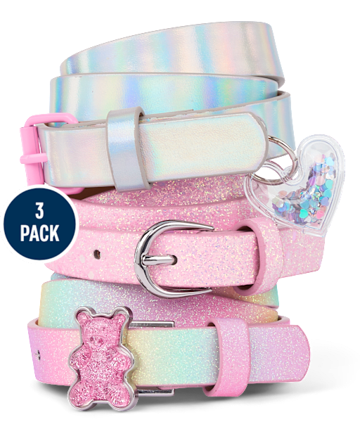 Girls Glitter Candy Bear Belt 3-Pack