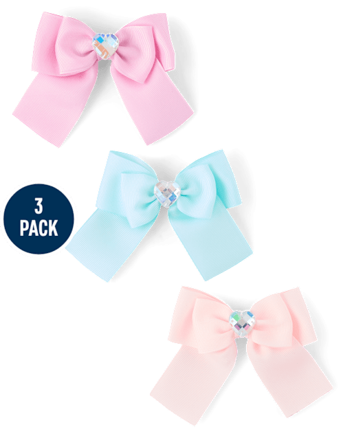 Toddler Girls Heart Bow Hair Clip 3-Pack