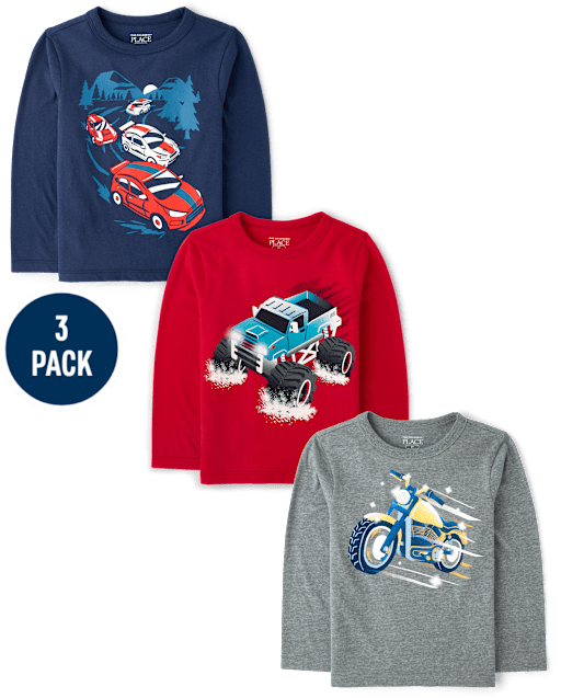 Baby And Toddler Boys Vehicle Graphic Tee 3-Pack