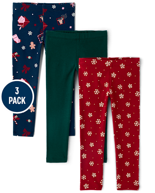 Toddler Girls Holiday Leggings 3-Pack