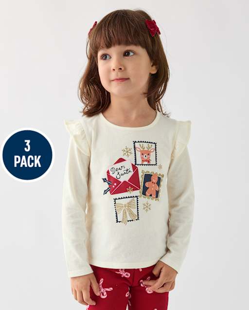 Toddler Girls Holiday Flutter Top 3-Pack