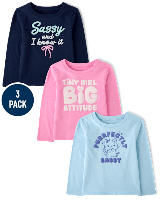 Baby And Toddler Girls Sassy Graphic Tee 3-Pack