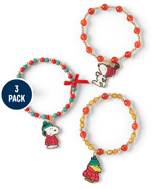 Girls Snoopy™ Holiday Beaded Bracelet 3-Pack