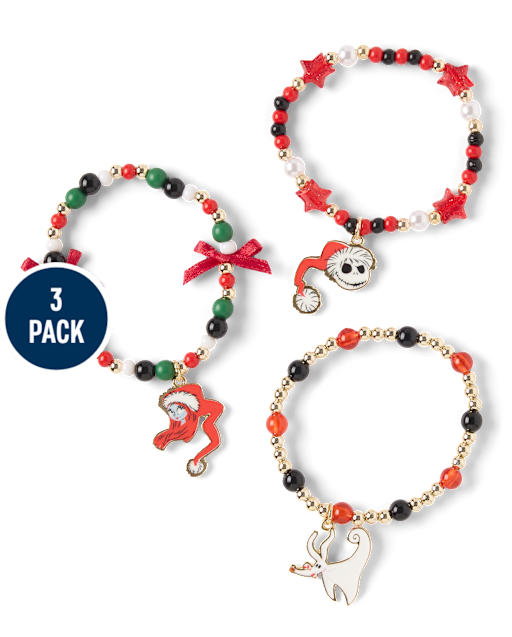 Girls Nightmare Before Christmas™ Beaded Bracelet 3-Pack
