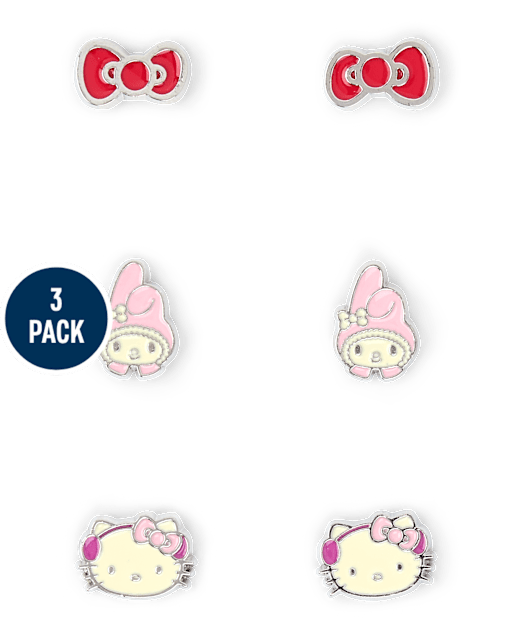 Boucles d'oreilles Hello Kitty® et ses amis pour filles (lot de 3)