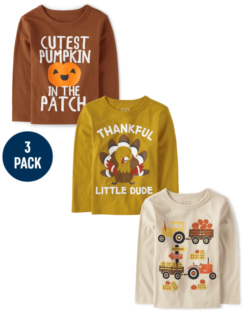Baby And Toddler Boys Harvest Graphic Tee 3-Pack