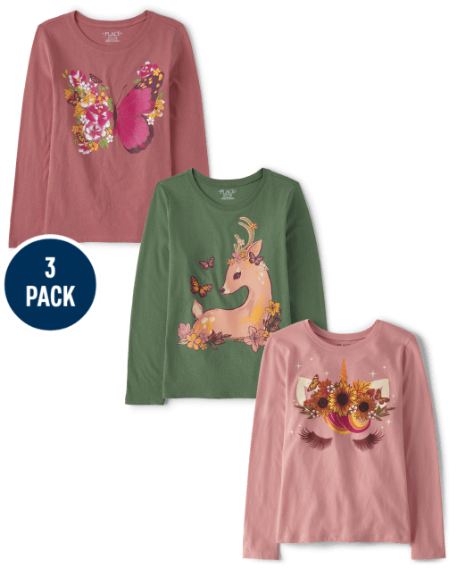 Girls Animal Graphic Tee 3-Pack