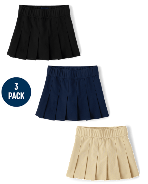 Girls Uniform Quick Dry Pleated Skort 3-Pack