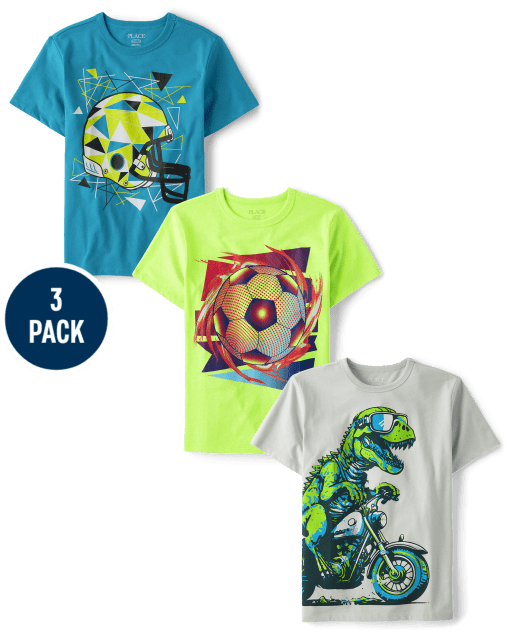 Boys Dino Sports Graphic Tee 3-Pack