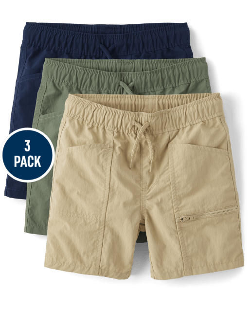 Boys Quick Dry Pull On Cargo Shorts 3-Pack