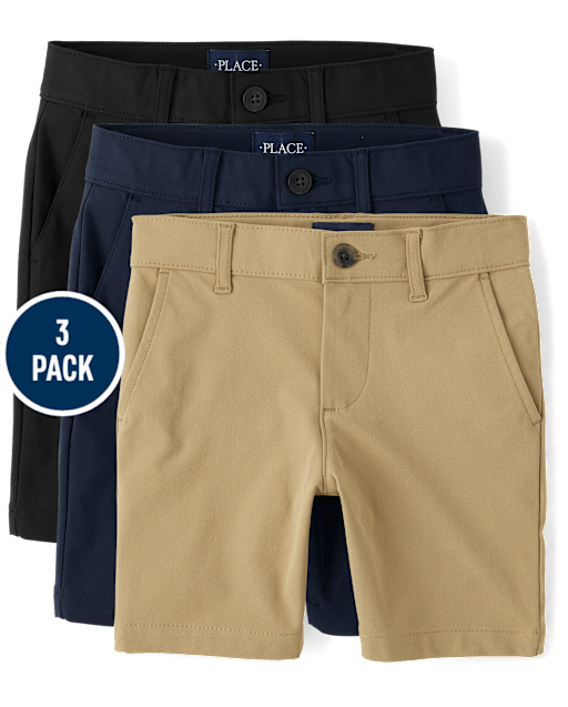 Boys Uniform Quick Dry Chino Shorts 3-Pack