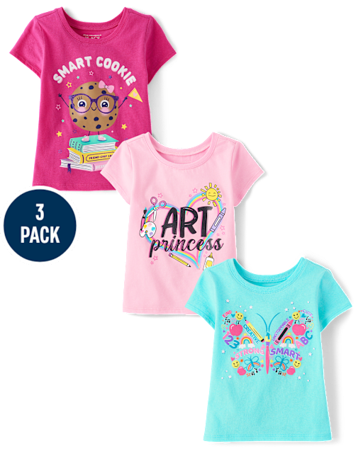 Baby And Toddler Girls School Graphic Tee 3-Pack