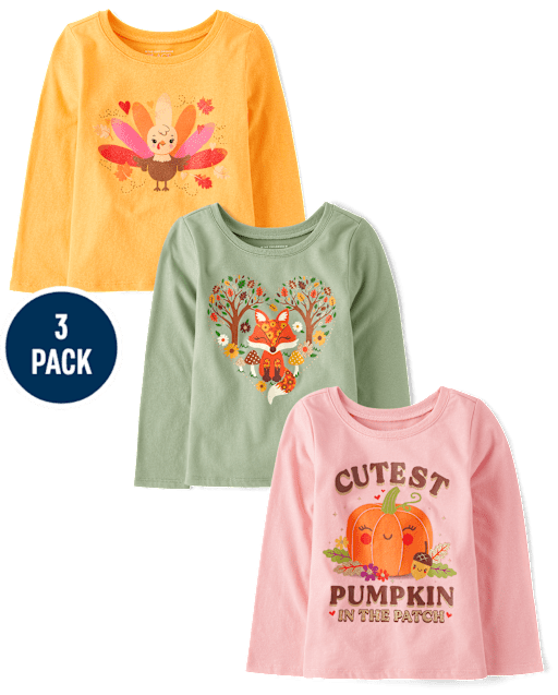 Baby And Toddler Girls Harvest Graphic Tee 3-Pack