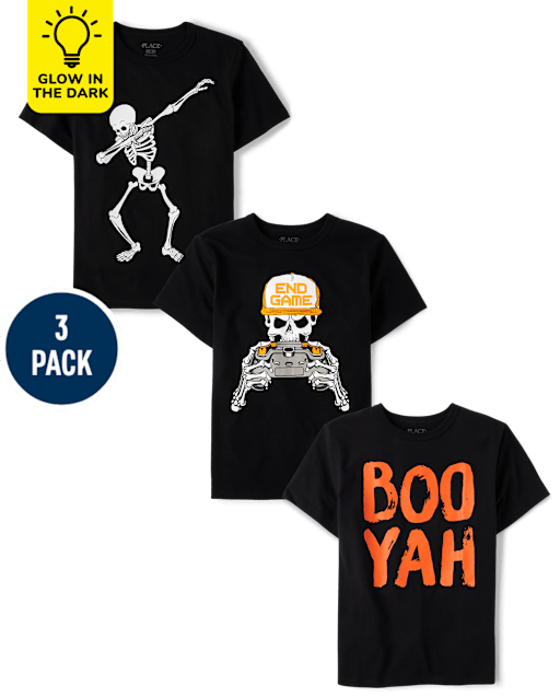 Boys Glow Halloween Graphic Tee 3-Pack