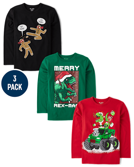 Boys Christmas Graphic Tee 3-Pack