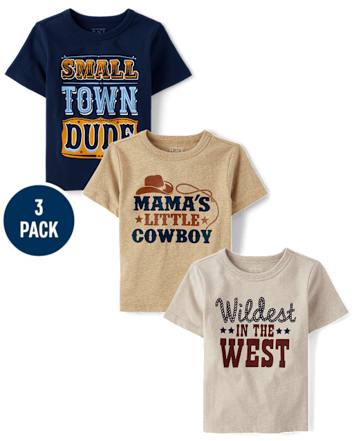 Baby And Toddler Boys Western Graphic Tee 3-Pack