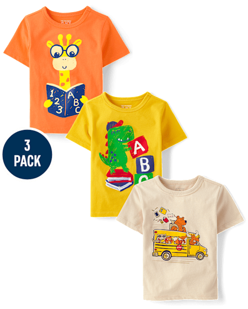 Baby And Toddler Boys School Graphic Tee 3-Pack