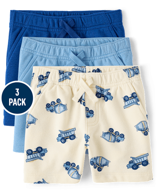 Baby And Toddler Boys Vehicle French Terry Active Shorts 3-Pack