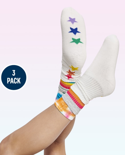 Teen Girls Rainbow Crew Socks 3-Pack