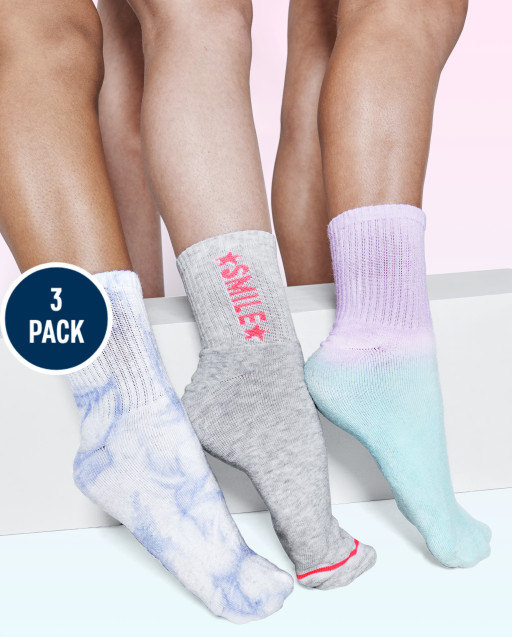 Paquete de 3 pares de calcetines con efecto teñido anudado para niñas adolescentes