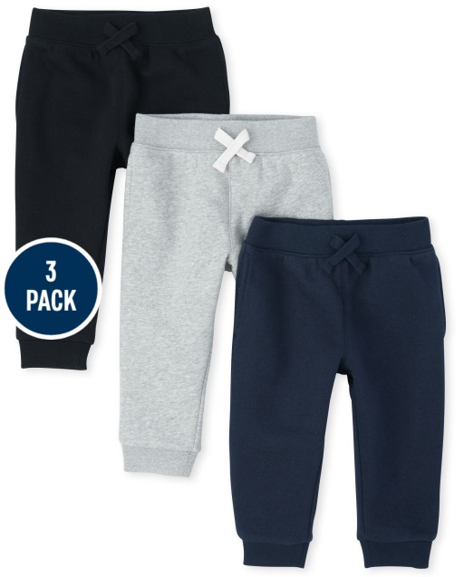 Paquete de 3 pantalones tipo jogger de forro polar activo para bebés y niños pequeños