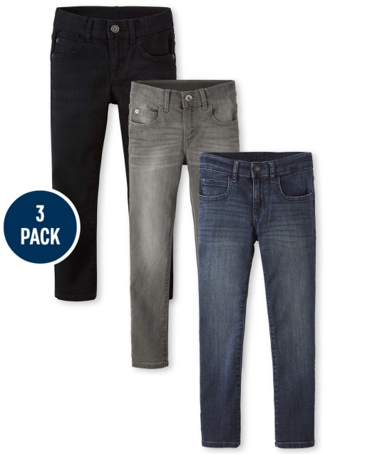 Paquete de 3 jeans elásticos súper ajustados para niño
