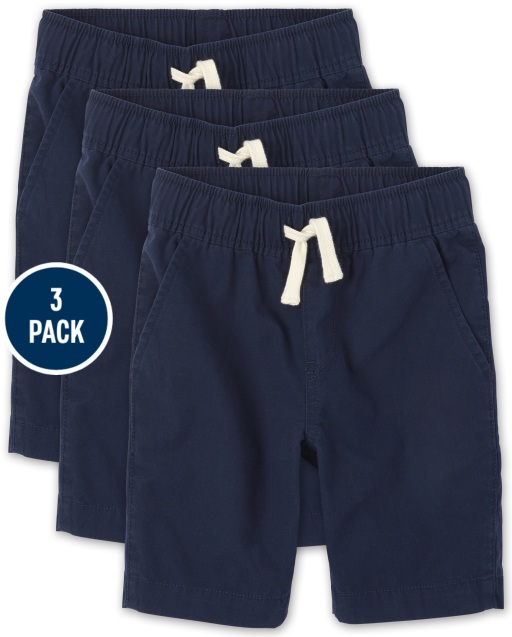 Paquete de 3 pantalones cortos tipo jogger tejidos de uniforme para niños