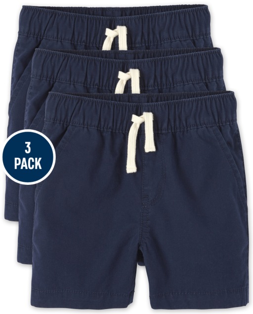 Toddler Boys Woven Pull On Jogger Shorts 3-Pack