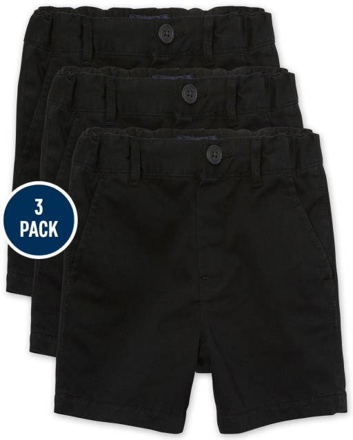 Paquete de 3 pantalones cortos chinos tejidos de uniforme para bebés y niños pequeños