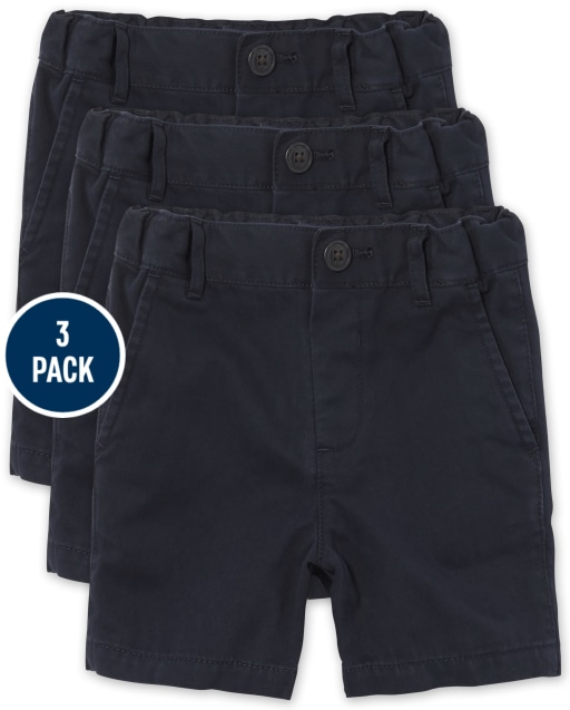 Paquete de 3 pantalones cortos chinos tejidos de uniforme para bebés y niños pequeños