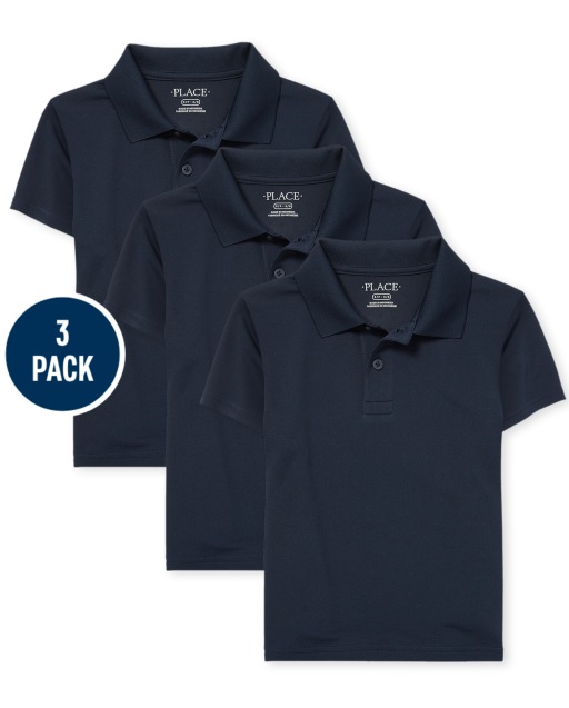 Boys Uniform Short Sleeve Performance Polo 3-Pack