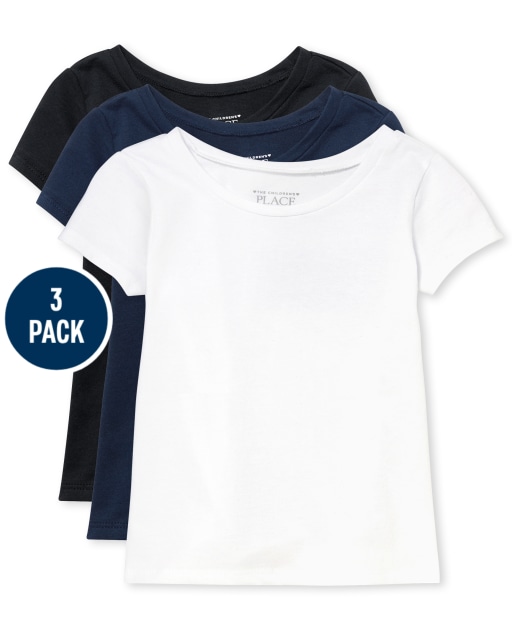 Toddler Girls Short Sleeve Basic Layering Tee 3-Pack