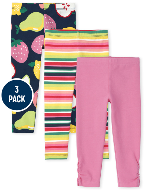 Toddler Girls Print Knit Leggings 3-Pack