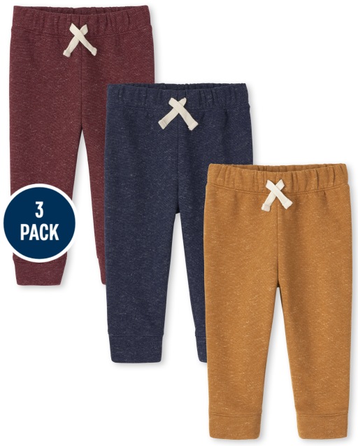 Baby And Toddler Boys Active Fleece Jogger Pants 3-Pack