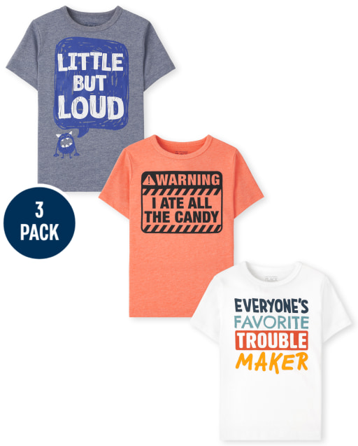 Toddler Boys Short Sleeve Sassy Graphic Tee 3-Pack